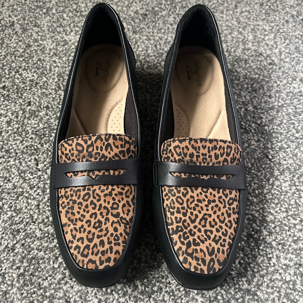 Clarks Leopard Loafers